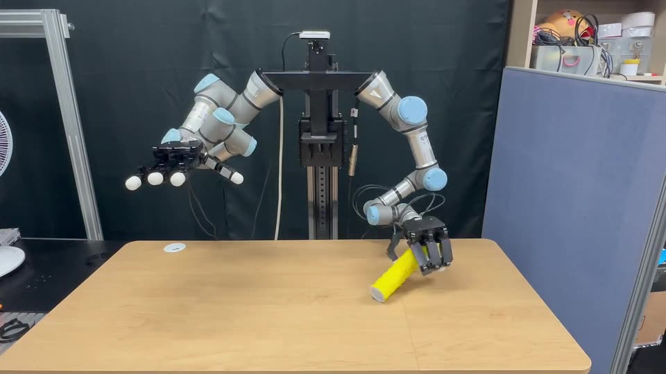 Robot handing a tube between its hands